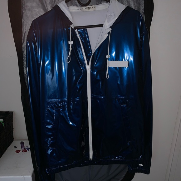 Givenchy Metallic Blue Windbreaker Rain Jacket Size 52, US XL - Picture 4 of 7